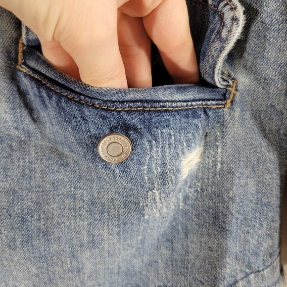 LUCKY BRAND x REMADE Waisted Trucker deconstructed distressed denim jacket - Picture 9 of 13